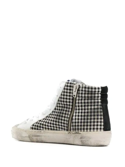 GOLDEN GOOSE CHECKED HIGH TOP SNEAKERS - 白色
