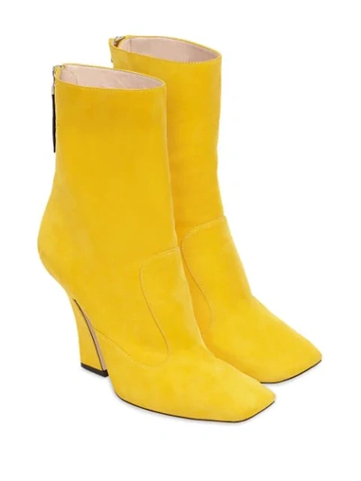 Shop Fendi Ffreedom Square Toe Ankle Boots In Yellow