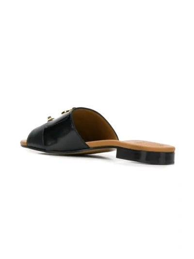 Shop Chloé Logo Plaque Flat Sandals In 001 Black