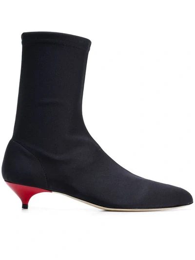 Shop Gia Couture Kitten Heel Sock Boots In Black