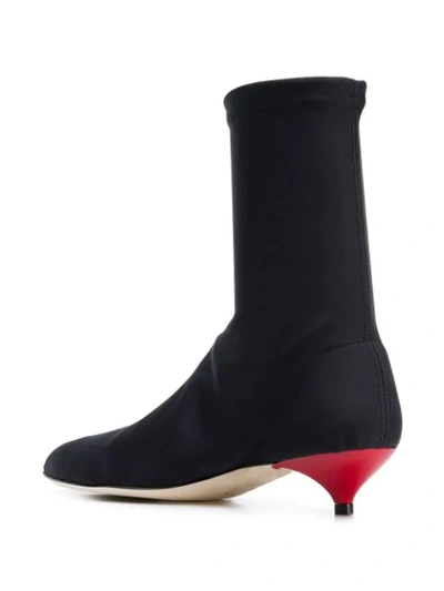 Shop Gia Couture Kitten Heel Sock Boots In Black