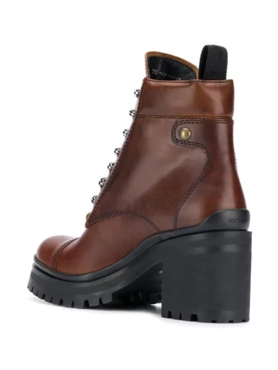 Shop Miu Miu Chunky Heel Hiking Boots In Cognac