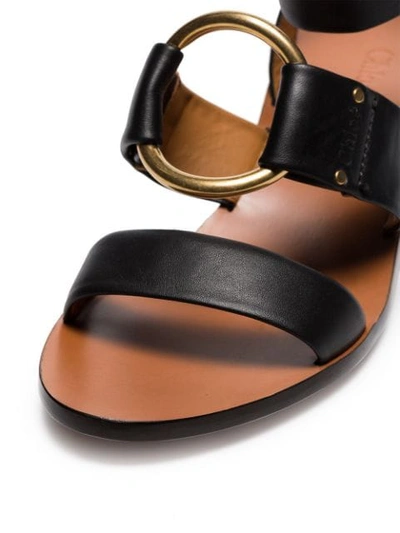 CHLOÉ BLACK 40 STRAPPY LEATHER SANDALS - 黑色