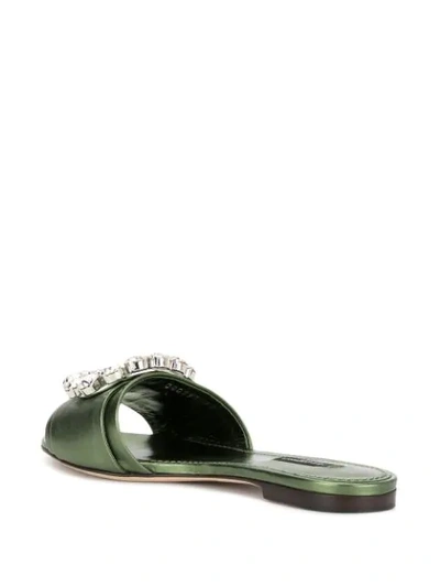 Shop Dolce & Gabbana Flat Slides In Green