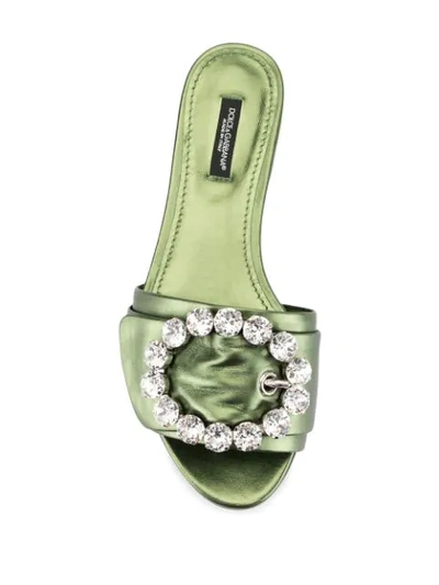 Shop Dolce & Gabbana Flat Slides In Green