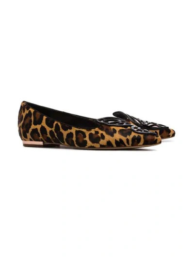 Shop Sophia Webster Black And Brown Bibi Butterfly Leopard Print Ponyskin Flat Pumps