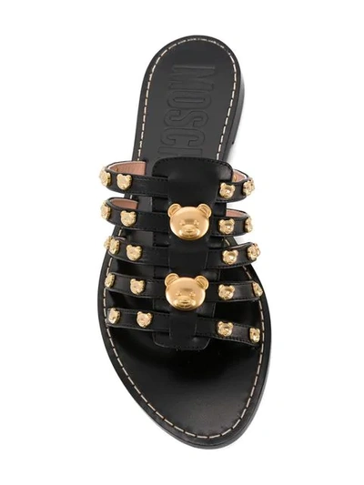 Shop Moschino Teddy Studs Sandals In Black