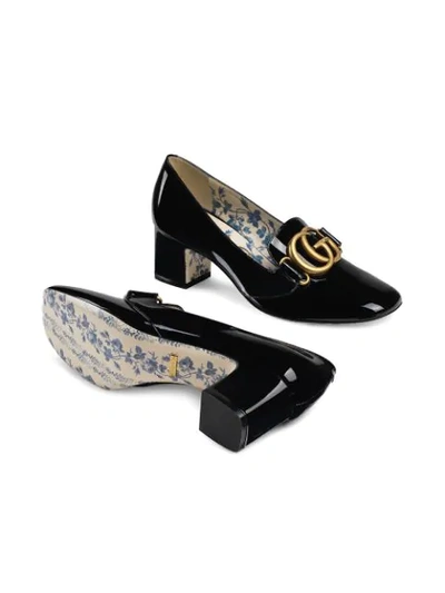 Shop Gucci Patent Leather Mid-heel Pump With Double G In Black