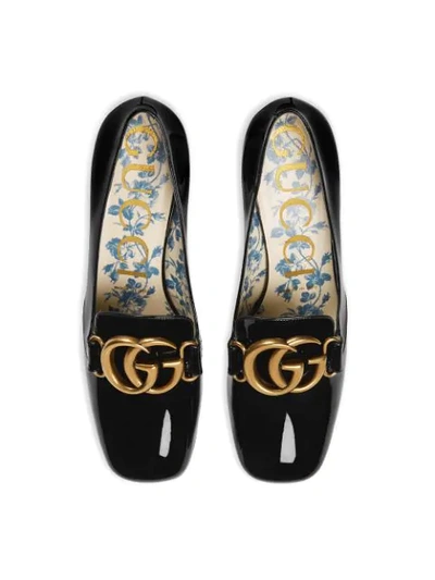 Shop Gucci Patent Leather Mid-heel Pump With Double G In Black
