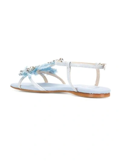 Shop Anna Baiguera Embellished Flat Sandals In Blue