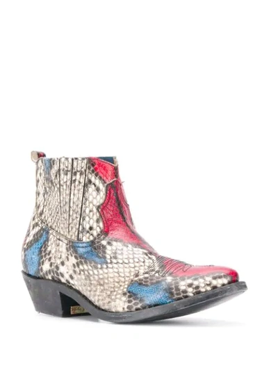 GOLDEN GOOSE SNAKE PRINT BOOTS - 大地色