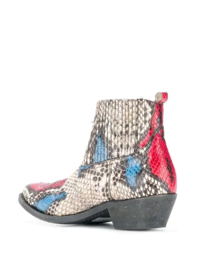 GOLDEN GOOSE SNAKE PRINT BOOTS - 大地色