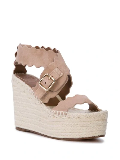 Shop Chloé Laser Cut Wedge Sandals In Brown