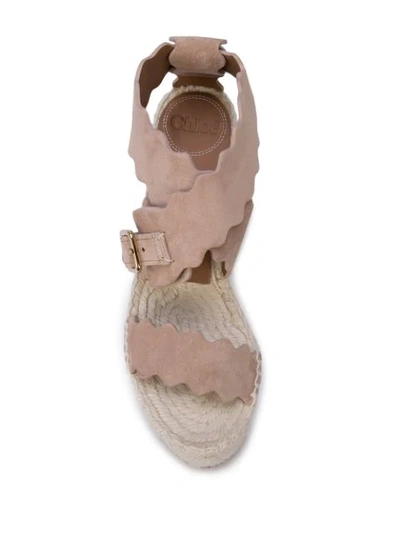 Shop Chloé Laser Cut Wedge Sandals In Brown