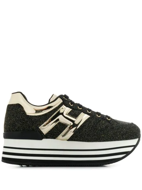 black platform trainers