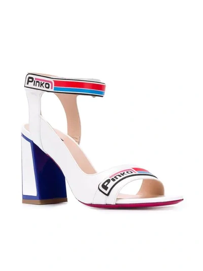 Shop Pinko Logo Strap Sandals In White