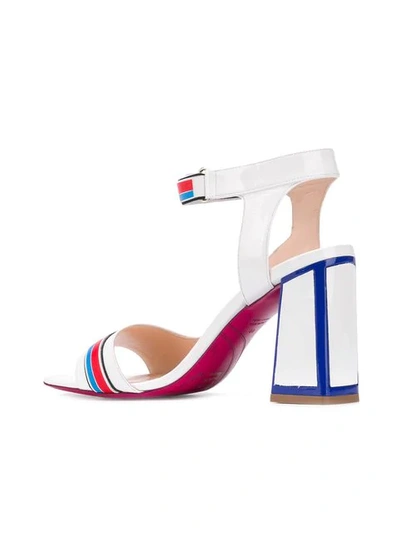 Shop Pinko Logo Strap Sandals In White