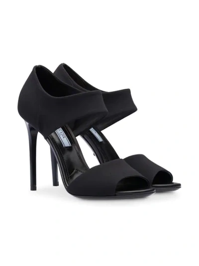 Shop Prada Panelled Sandals In Black