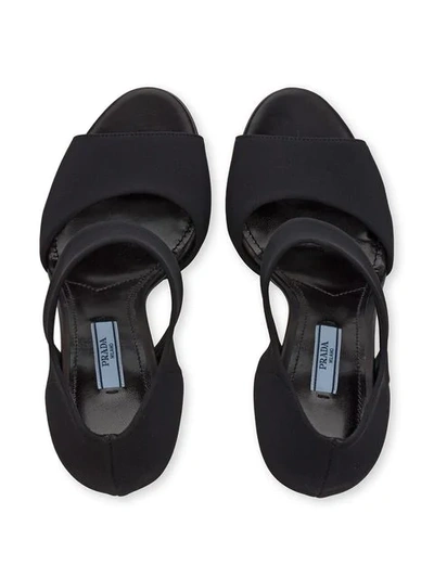 Shop Prada Panelled Sandals In Black