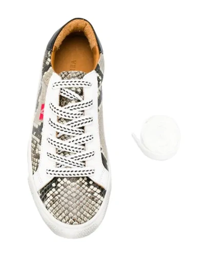 Shop Veronica Beard Snake-effect Sneakers In White