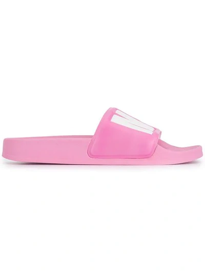 Shop Msgm Logo Pool Slides In Pink