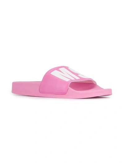 MSGM MAXI LOGO SLIDER SANDALS - 粉色