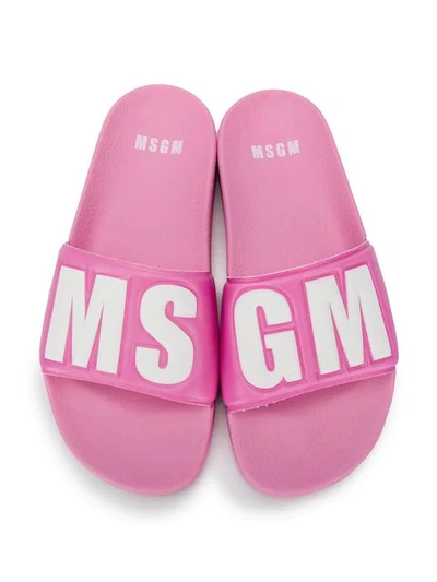 Shop Msgm Logo Pool Slides In Pink