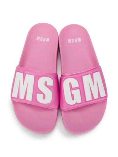 MSGM MAXI LOGO SLIDER SANDALS - 粉色