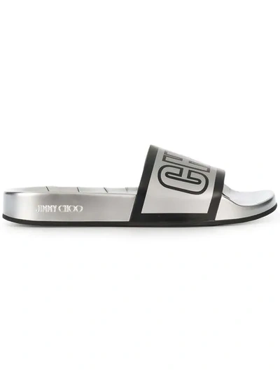 Shop Jimmy Choo Rey Pool Slides In Metallic