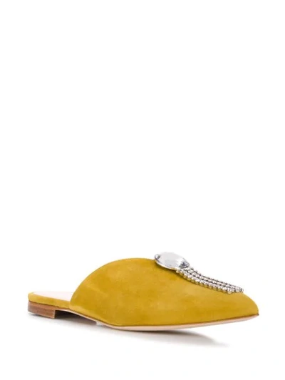 Shop Chloe Gosselin Maya Crystal-embellished Mules In Yellow