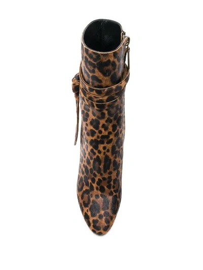 Shop Saint Laurent Leopard Print Ankle Boots In Brown