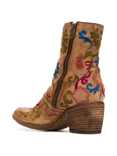 Shop Fauzian Jeunesse Embroidered Ankle Boots - Brown