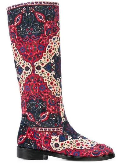 Shop Leandra Medine Printed Knee-length Boots In Multicolour