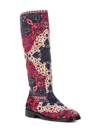 Shop Leandra Medine Printed Knee-length Boots In Multicolour