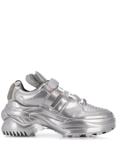 Shop Maison Margiela Retro Fit Sneakers In Silver