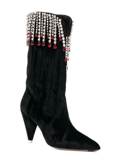 Shop Attico Crystal Embellished Boots In Black