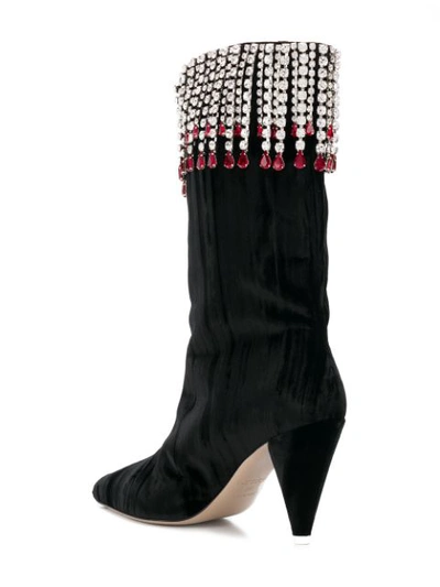 Shop Attico Crystal Embellished Boots In Black