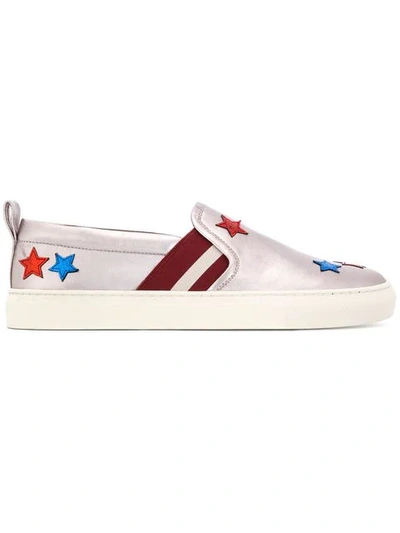 Shop Bally Star Patch Slip-on Sneakers In Silver