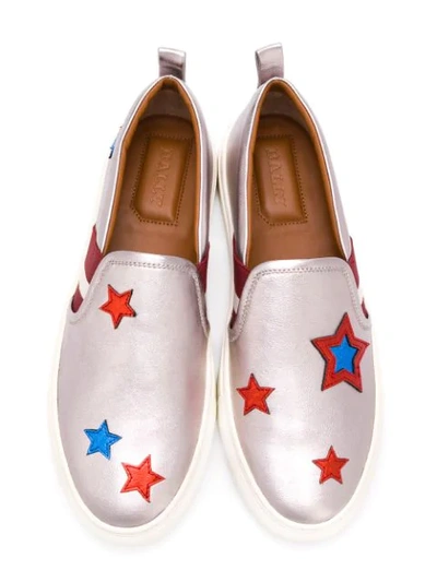 BALLY STAR PATCH SLIP-ON SNEAKERS - 银色