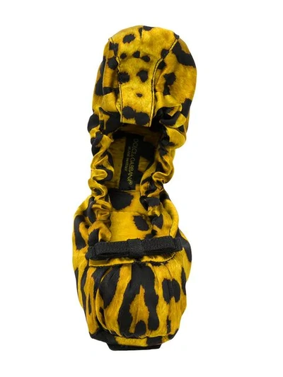 Shop Dolce & Gabbana Leopard Print Ballerinas In Yellow