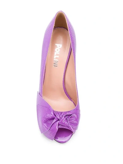 Shop Pollini Peep Toe Pumps In Purple