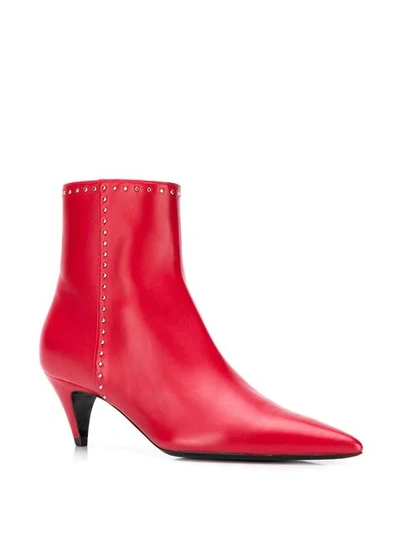 Shop Saint Laurent Studds Ankle Boots In Red