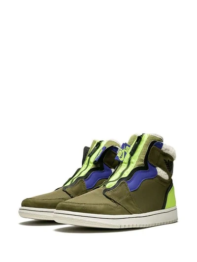 Shop Jordan Air  1 High Zip Up Sneakers In Green