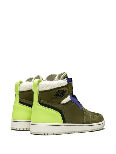 Shop Jordan Air  1 High Zip Up Sneakers In Green