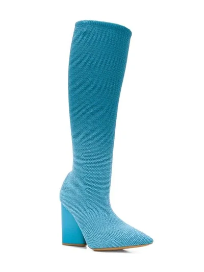 Shop Yeezy Knee High Sock Boots In Blue