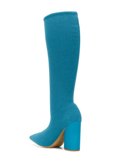 Shop Yeezy Knee High Sock Boots In Blue