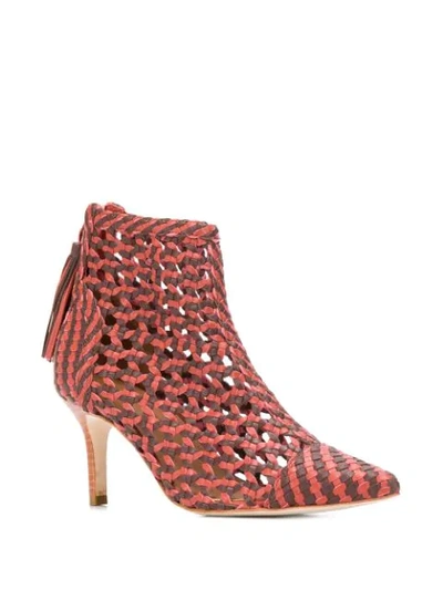 Shop Ulla Johnson Selene Braided Leather Ankle Boots In Red