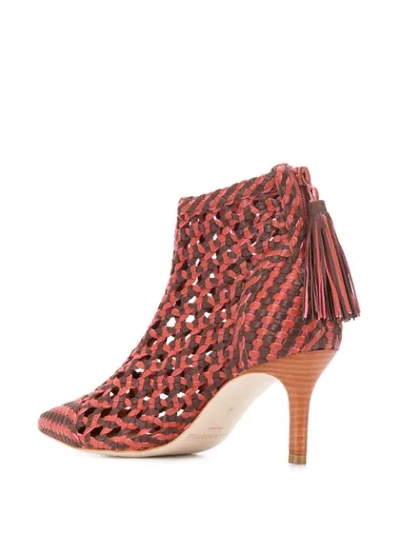 Shop Ulla Johnson Selene Braided Leather Ankle Boots In Red
