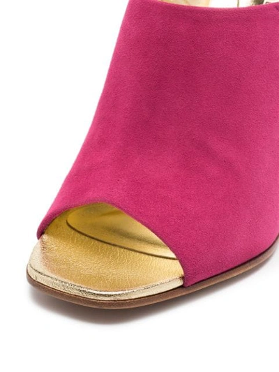 Shop Poiret Pink 100 Suede And Metal Cutout Heel Mules