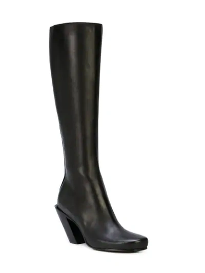 Shop Ann Demeulemeester Vitello Seta Knee Boots In Black